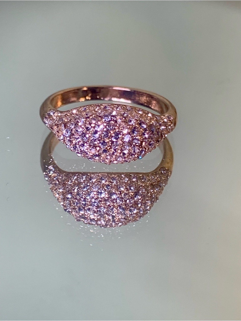 Gold Pavé Dome Ring - Clear Crystal Accent